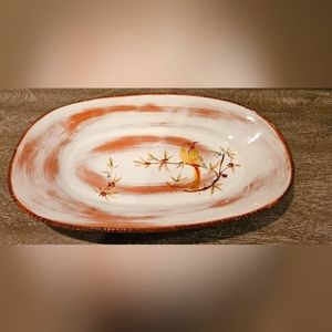 NETAS Italian Ceramic Platter Featuring Yellow Bird on Branch ~ 15.5" x 10"